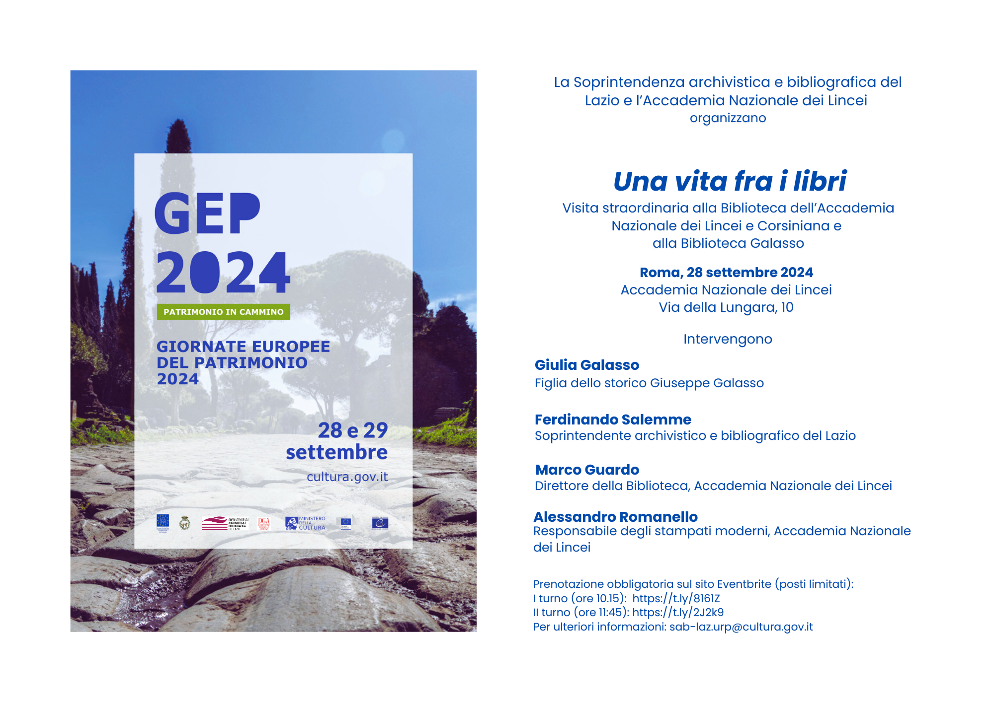 GEP 2024 - "Una vita fra i libri". Visita straordinaria alla Biblioteca dell’Accademia Nazionale dei Lincei e Corsiniana  e alla Biblioteca Galasso